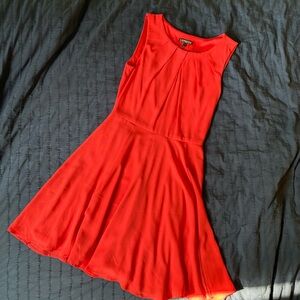 Elegant Coral Sleeveless Dress with Keyhole